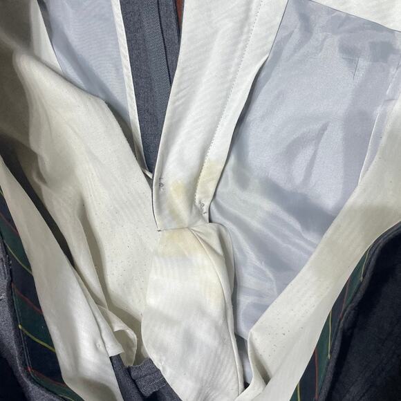 Chaps Mens Dress Pants 38W x 30L All Wool Gray Light Interior Staining Last Pic - Picture 9 of 9